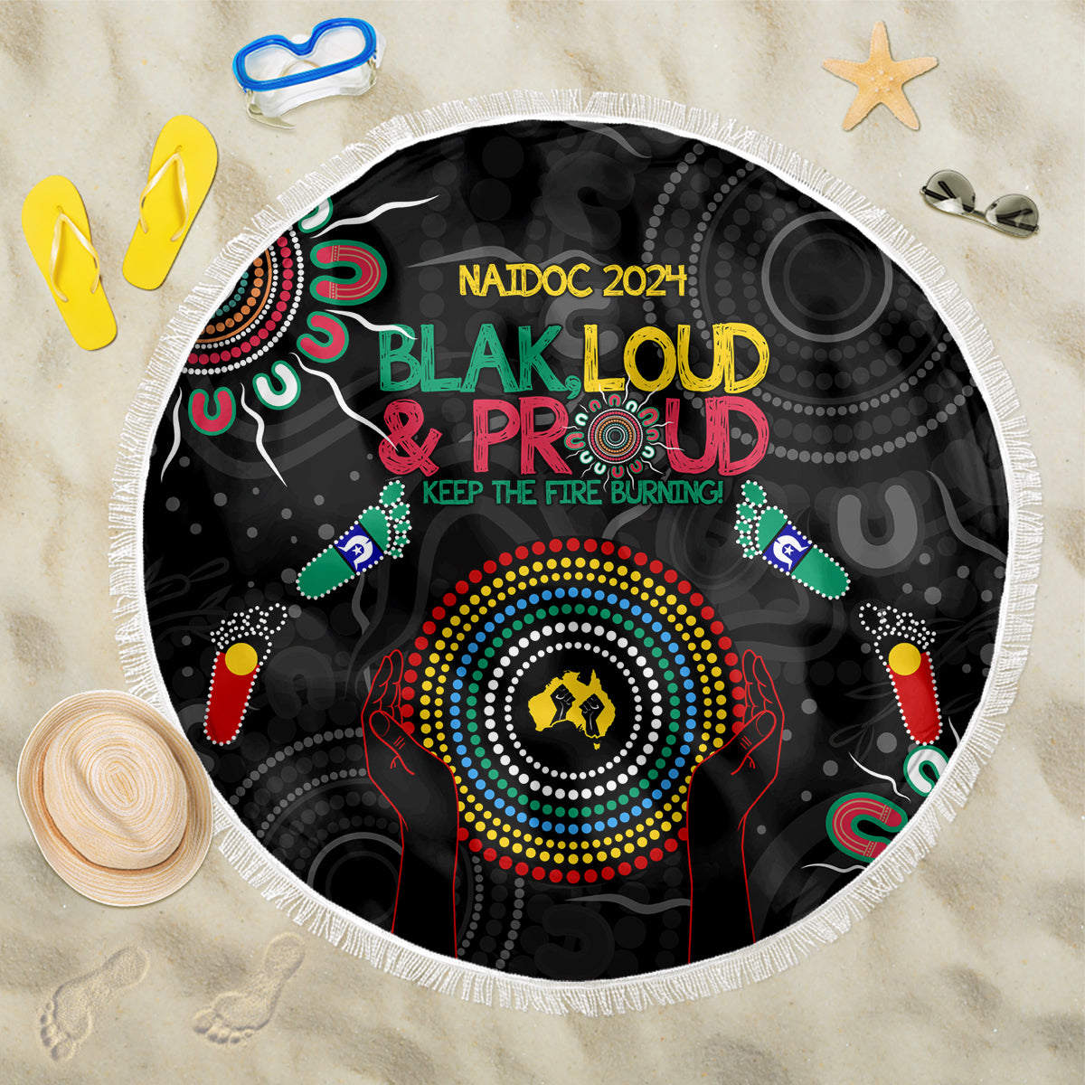 Blak Loud and Proud NAIDOC 2024 Beach Blanket Indigenous Aboriginal