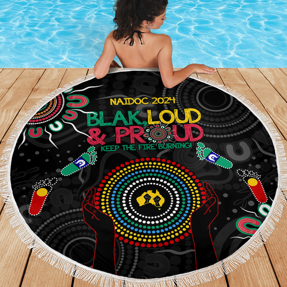 Blak Loud and Proud NAIDOC 2024 Beach Blanket Indigenous Aboriginal