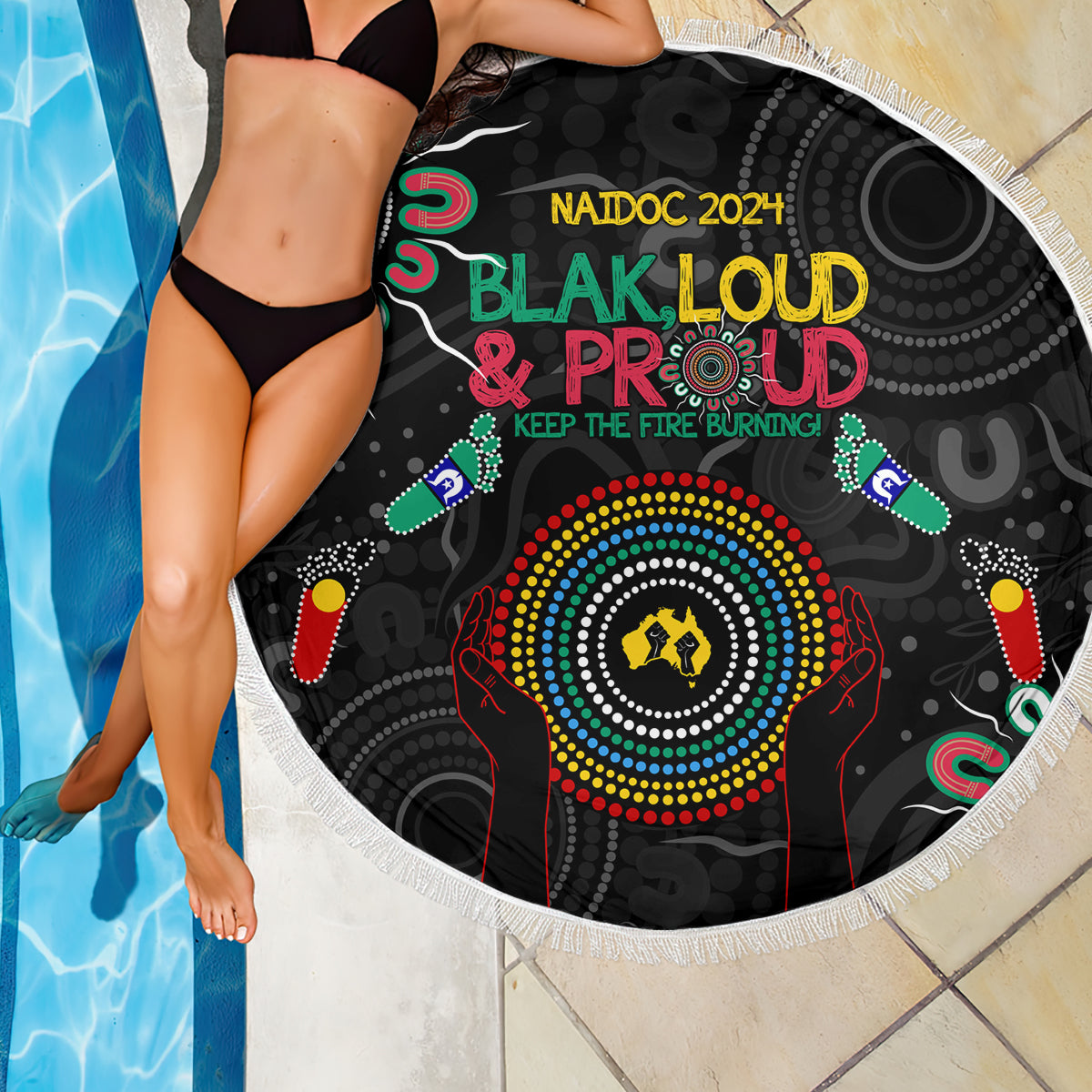 Blak Loud and Proud NAIDOC 2024 Beach Blanket Indigenous Aboriginal