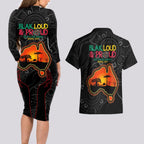 Blak Loud and Proud NAIDOC 2024 Couples Matching Long Sleeve Bodycon Dress and Hawaiian Shirt Indigenous Aboriginal