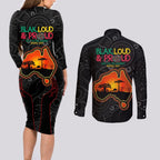 Blak Loud and Proud NAIDOC 2024 Couples Matching Long Sleeve Bodycon Dress and Long Sleeve Button Shirt Indigenous Aboriginal