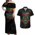 Blak Loud and Proud NAIDOC 2024 Couples Matching Off Shoulder Maxi Dress and Hawaiian Shirt Indigenous Aboriginal
