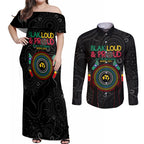 Blak Loud and Proud NAIDOC 2024 Couples Matching Off Shoulder Maxi Dress and Long Sleeve Button Shirt Indigenous Aboriginal