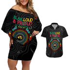 Blak Loud and Proud NAIDOC 2024 Couples Matching Off Shoulder Short Dress and Hawaiian Shirt Indigenous Aboriginal