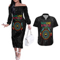 Blak Loud and Proud NAIDOC 2024 Couples Matching Off The Shoulder Long Sleeve Dress and Hawaiian Shirt Indigenous Aboriginal