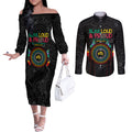 Blak Loud and Proud NAIDOC 2024 Couples Matching Off The Shoulder Long Sleeve Dress and Long Sleeve Button Shirt Indigenous Aboriginal