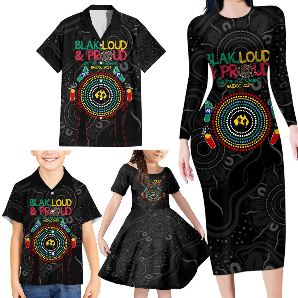 Blak Loud and Proud NAIDOC 2024 Family Matching Long Sleeve Bodycon Dress and Hawaiian Shirt Indigenous Aboriginal
