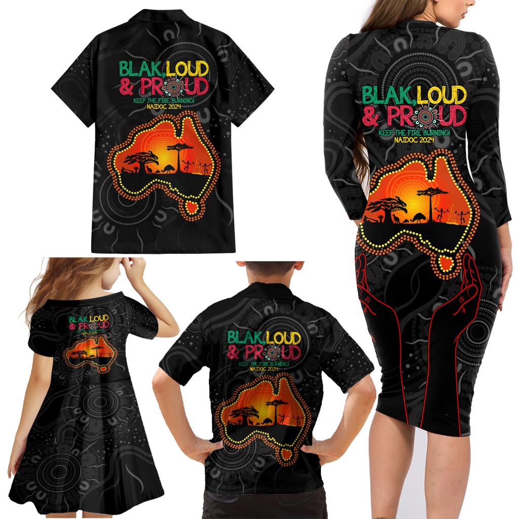 Blak Loud and Proud NAIDOC 2024 Family Matching Long Sleeve Bodycon Dress and Hawaiian Shirt Indigenous Aboriginal