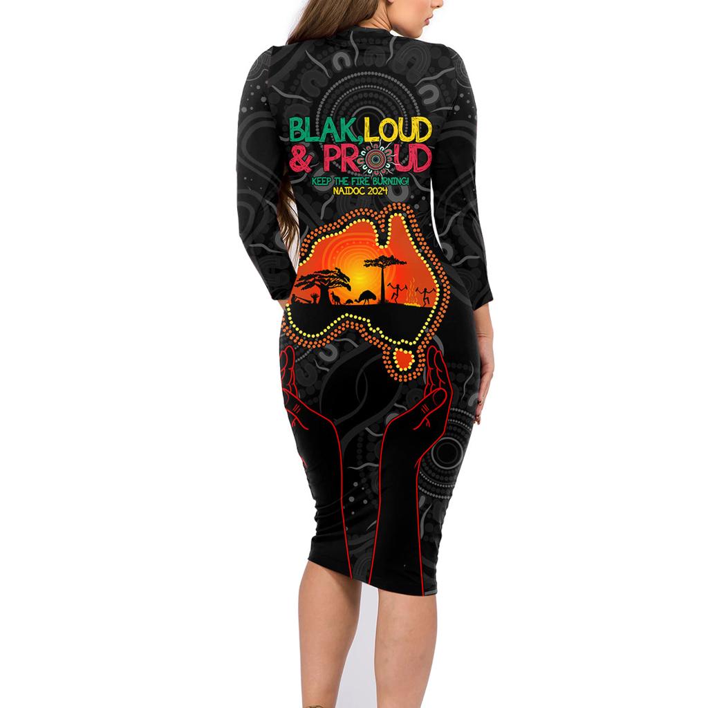Blak Loud and Proud NAIDOC 2024 Family Matching Long Sleeve Bodycon Dress and Hawaiian Shirt Indigenous Aboriginal