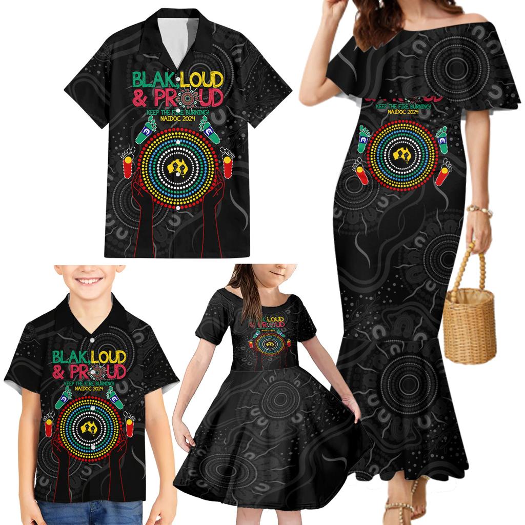 Blak Loud and Proud NAIDOC 2024 Family Matching Mermaid Dress and Hawaiian Shirt Indigenous Aboriginal