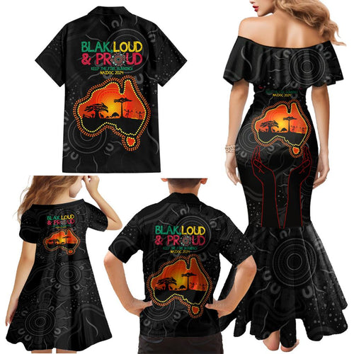 Blak Loud and Proud NAIDOC 2024 Family Matching Mermaid Dress and Hawaiian Shirt Indigenous Aboriginal