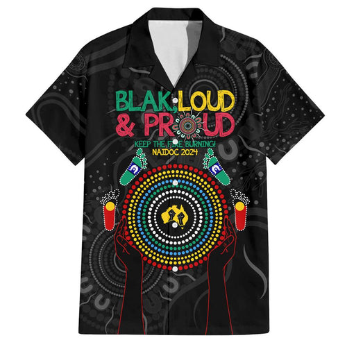 Blak Loud and Proud NAIDOC 2024 Family Matching Off Shoulder Long Sleeve Dress and Hawaiian Shirt Indigenous Aboriginal
