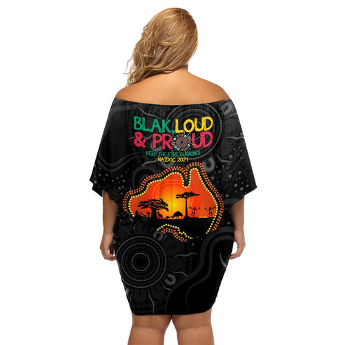 Blak Loud and Proud NAIDOC 2024 Family Matching Off Shoulder Short Dress and Hawaiian Shirt Indigenous Aboriginal