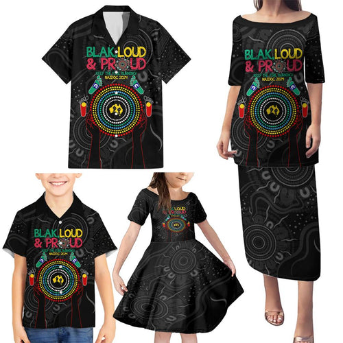 Blak Loud and Proud NAIDOC 2024 Family Matching Puletasi and Hawaiian Shirt Indigenous Aboriginal