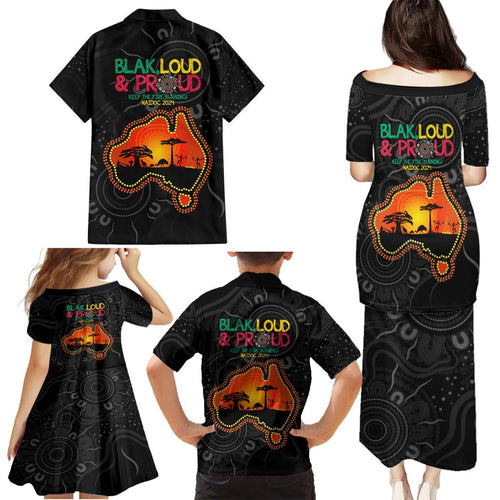 Blak Loud and Proud NAIDOC 2024 Family Matching Puletasi and Hawaiian Shirt Indigenous Aboriginal