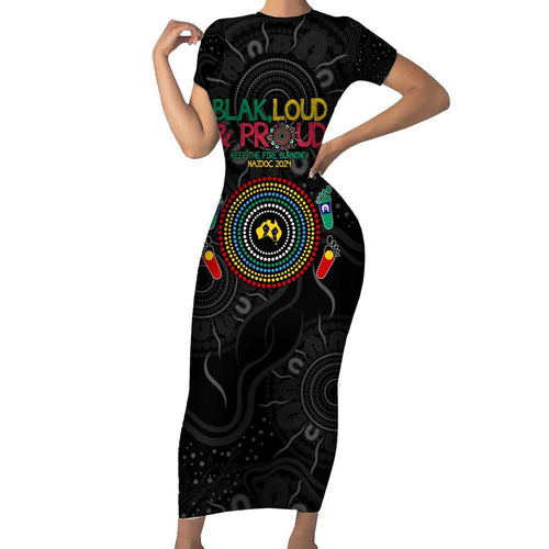Blak Loud and Proud NAIDOC 2024 Family Matching Short Sleeve Bodycon Dress and Hawaiian Shirt Indigenous Aboriginal