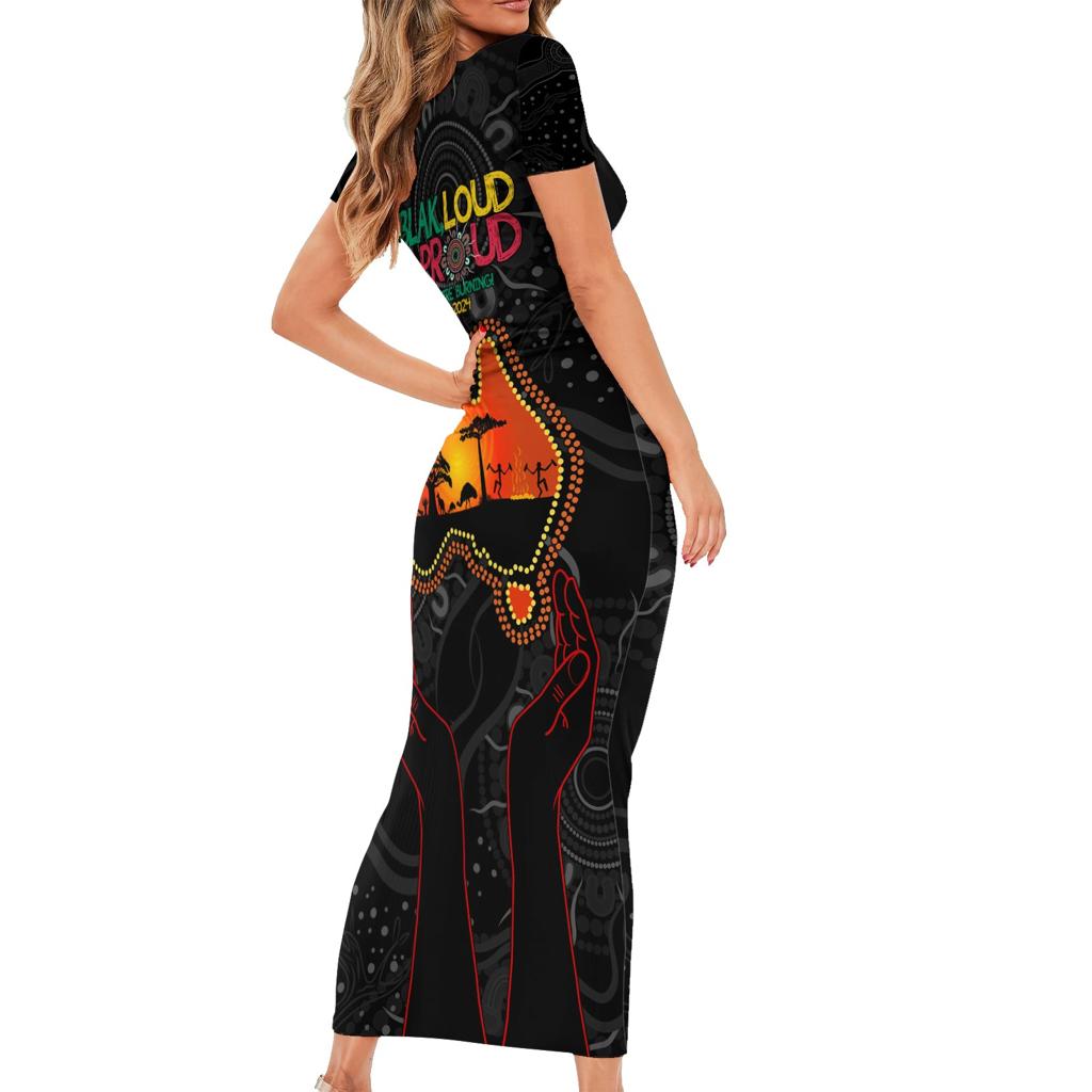 Blak Loud and Proud NAIDOC 2024 Family Matching Short Sleeve Bodycon Dress and Hawaiian Shirt Indigenous Aboriginal