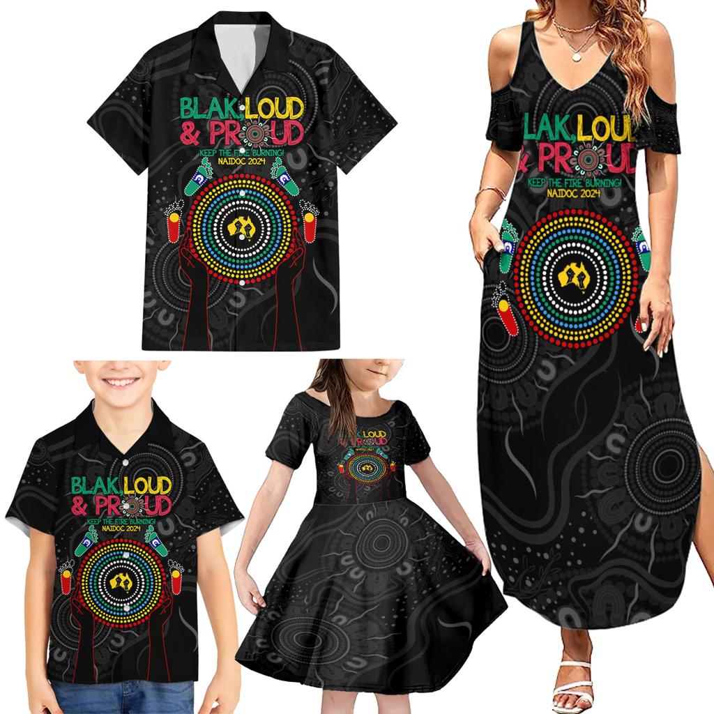 Blak Loud and Proud NAIDOC 2024 Family Matching Summer Maxi Dress and Hawaiian Shirt Indigenous Aboriginal