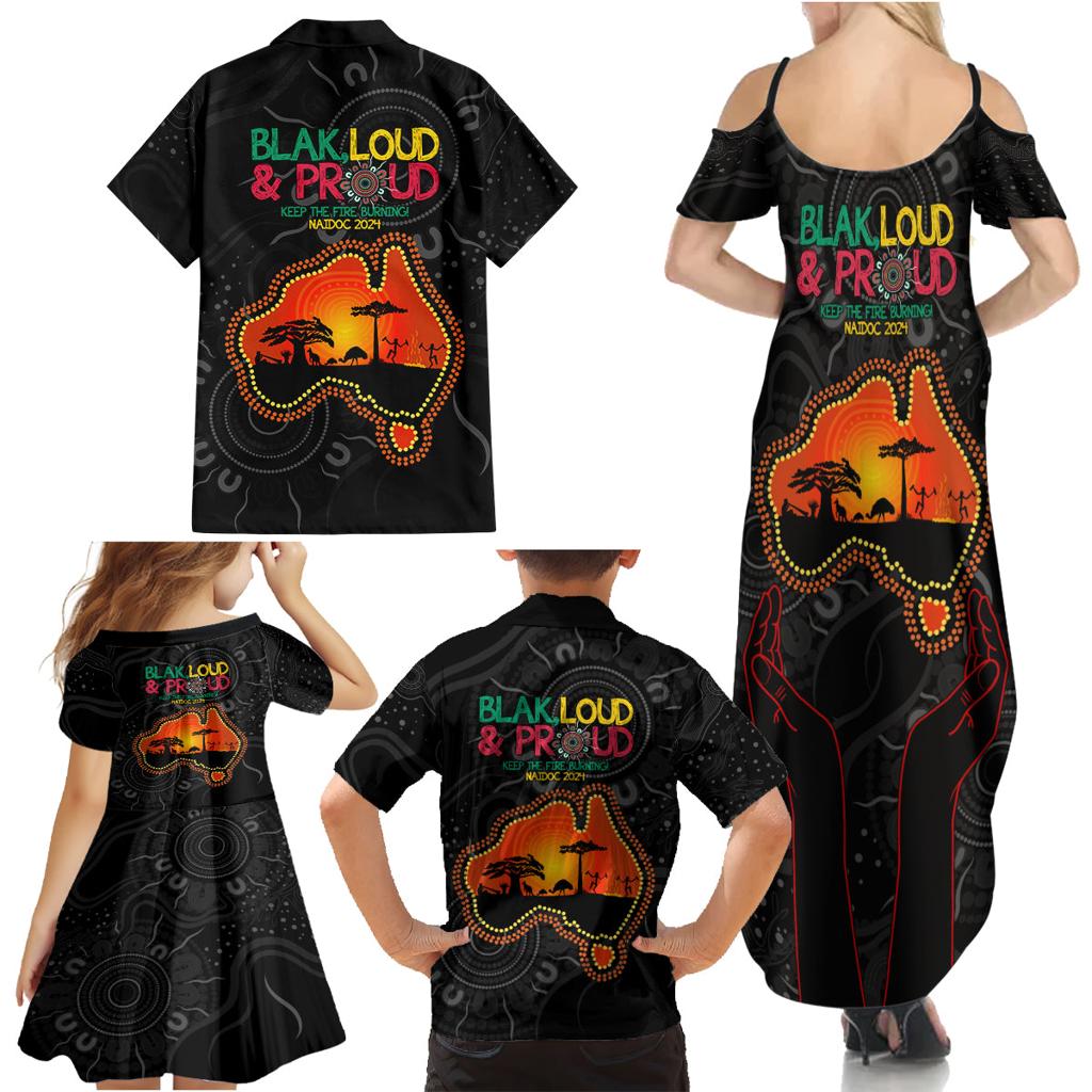 Blak Loud and Proud NAIDOC 2024 Family Matching Summer Maxi Dress and Hawaiian Shirt Indigenous Aboriginal