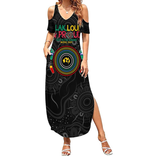 Blak Loud and Proud NAIDOC 2024 Family Matching Summer Maxi Dress and Hawaiian Shirt Indigenous Aboriginal