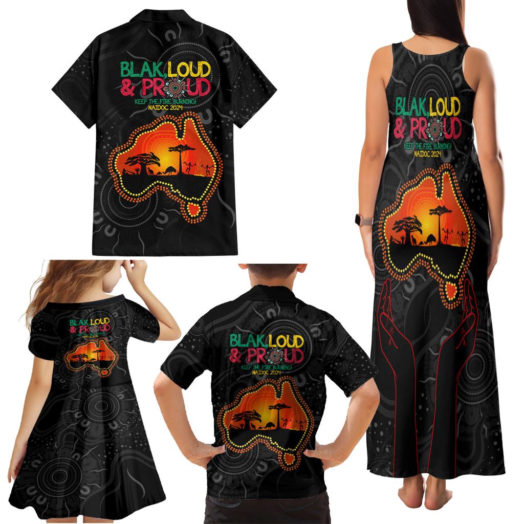 Blak Loud and Proud NAIDOC 2024 Family Matching Tank Maxi Dress and Hawaiian Shirt Indigenous Aboriginal