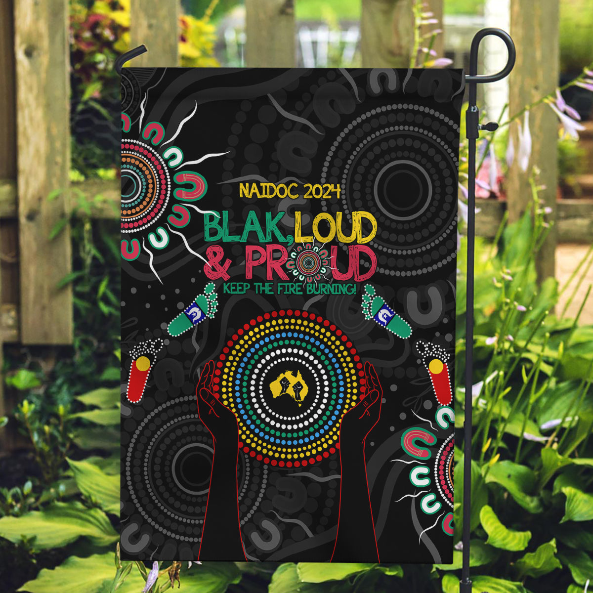 Blak Loud and Proud NAIDOC 2024 Garden Flag Indigenous Aboriginal