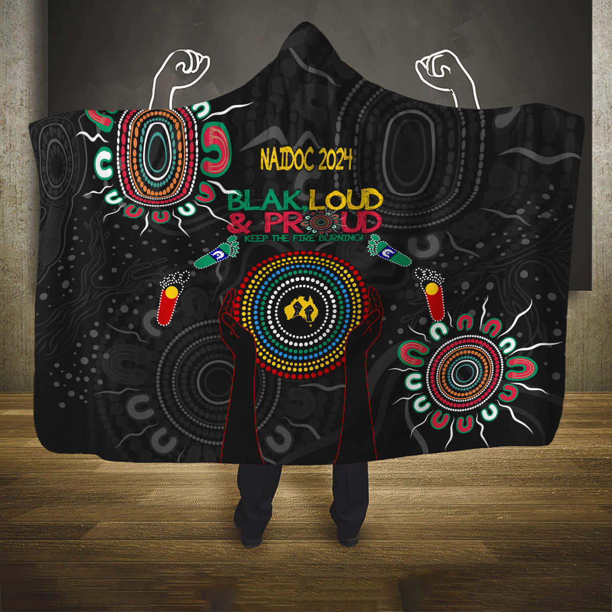 Blak Loud and Proud NAIDOC 2024 Hooded Blanket Indigenous Aboriginal