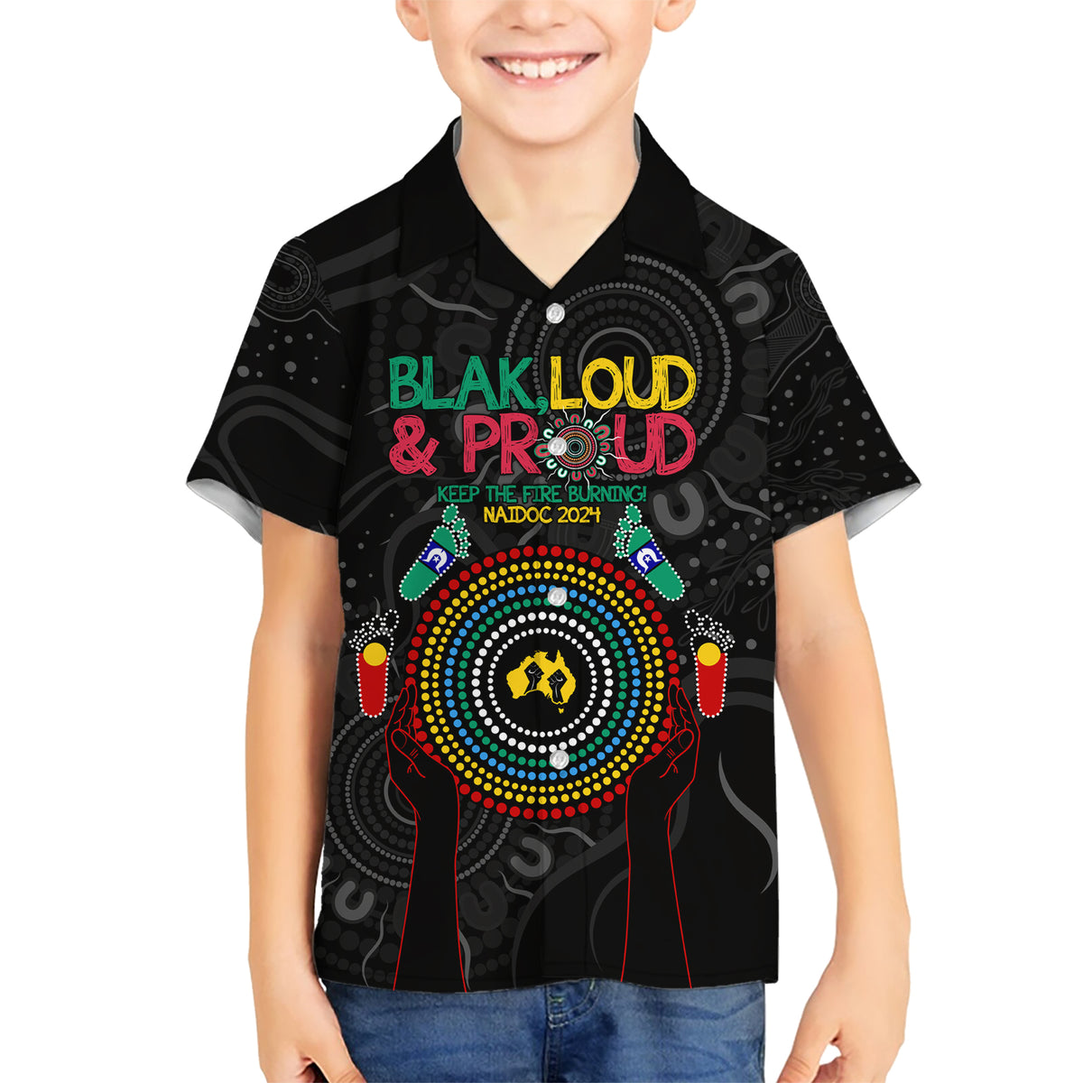 Blak Loud and Proud NAIDOC 2024 Kid Hawaiian Shirt Indigenous Aboriginal
