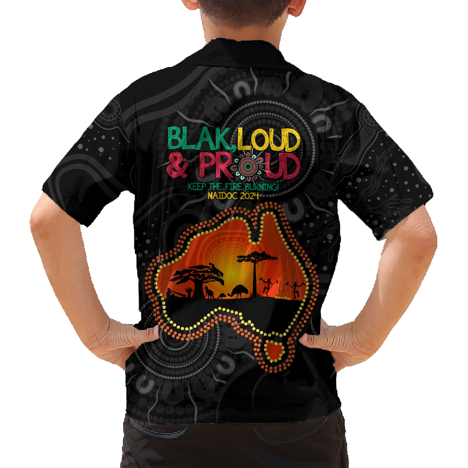 Blak Loud and Proud NAIDOC 2024 Kid Hawaiian Shirt Indigenous Aboriginal