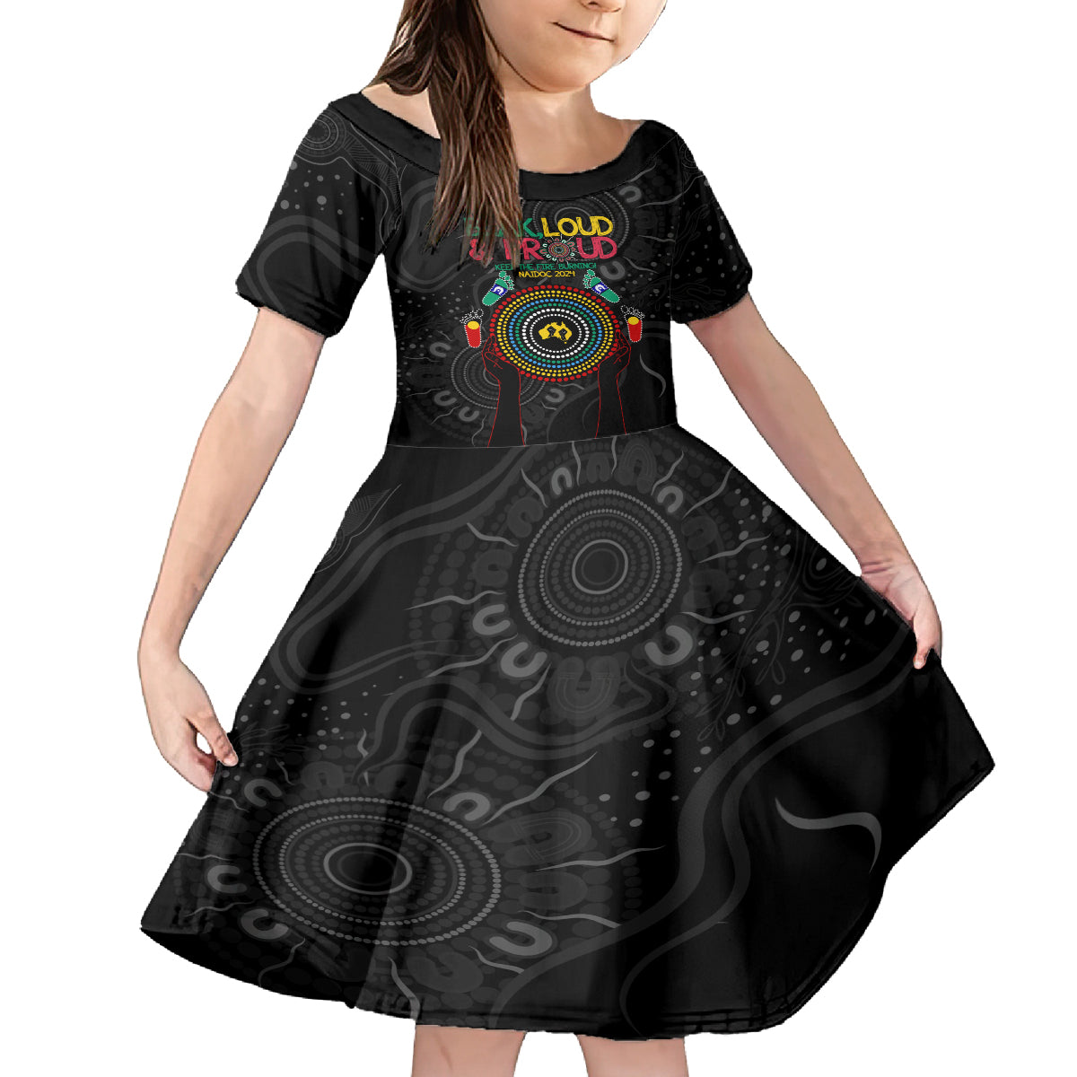 Blak Loud and Proud NAIDOC 2024 Kid Short Sleeve Dress Indigenous Aboriginal