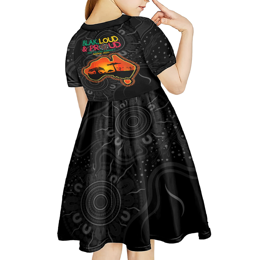 Blak Loud and Proud NAIDOC 2024 Kid Short Sleeve Dress Indigenous Aboriginal