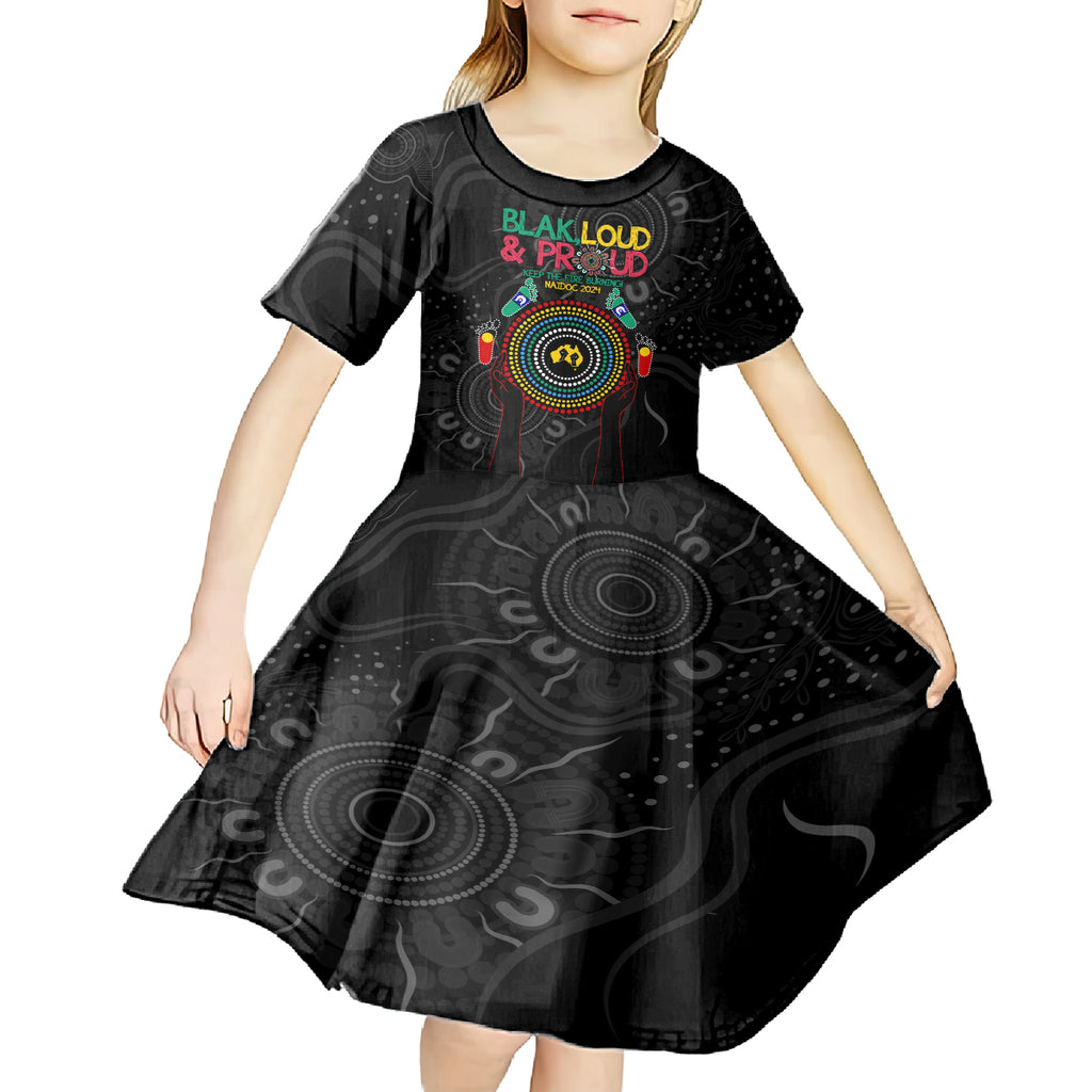 Blak Loud and Proud NAIDOC 2024 Kid Short Sleeve Dress Indigenous Aboriginal