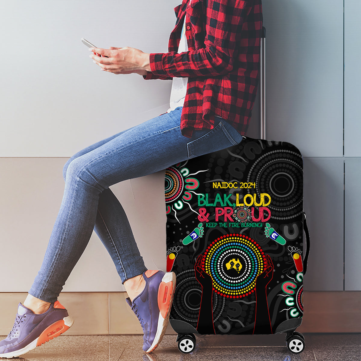 Blak Loud and Proud NAIDOC 2024 Luggage Cover Indigenous Aboriginal