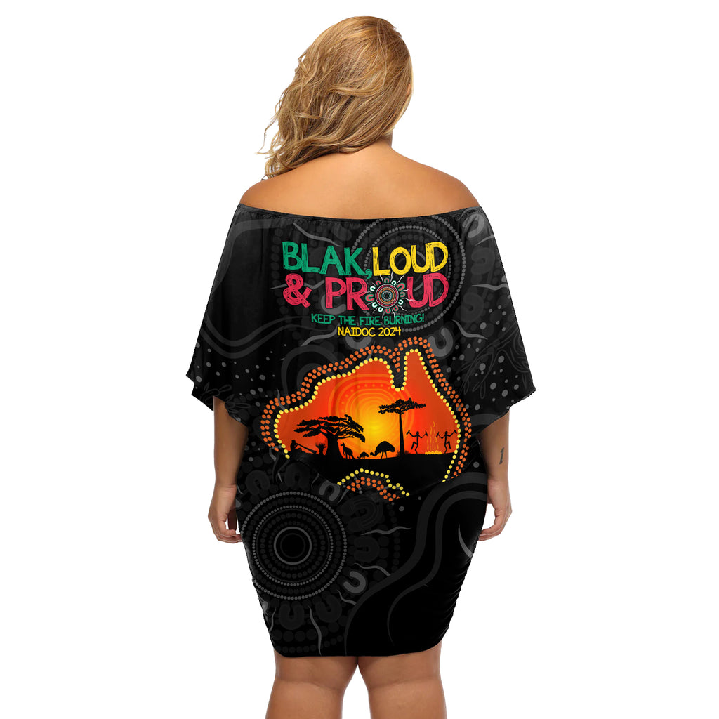 Blak Loud and Proud NAIDOC 2024 Off Shoulder Short Dress Indigenous Aboriginal