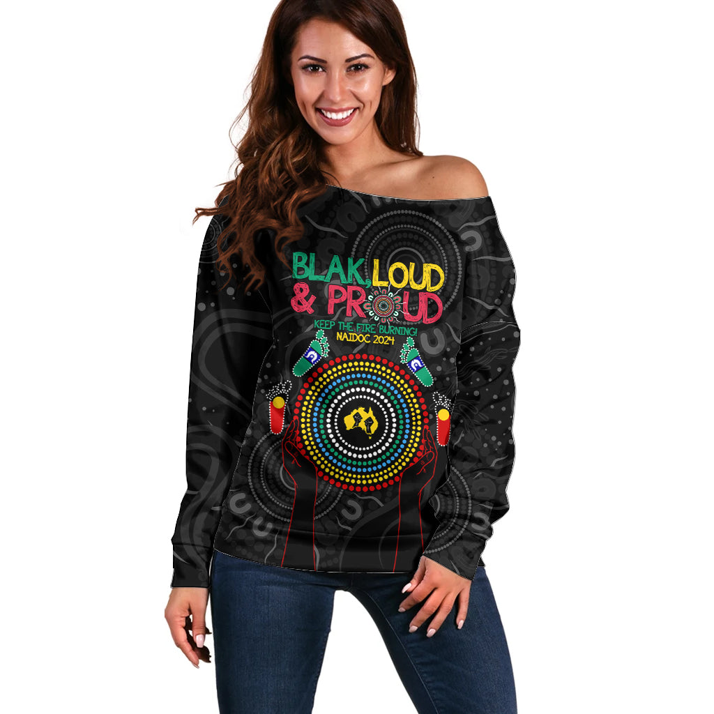 Blak Loud and Proud NAIDOC 2024 Off Shoulder Sweater Indigenous Aboriginal