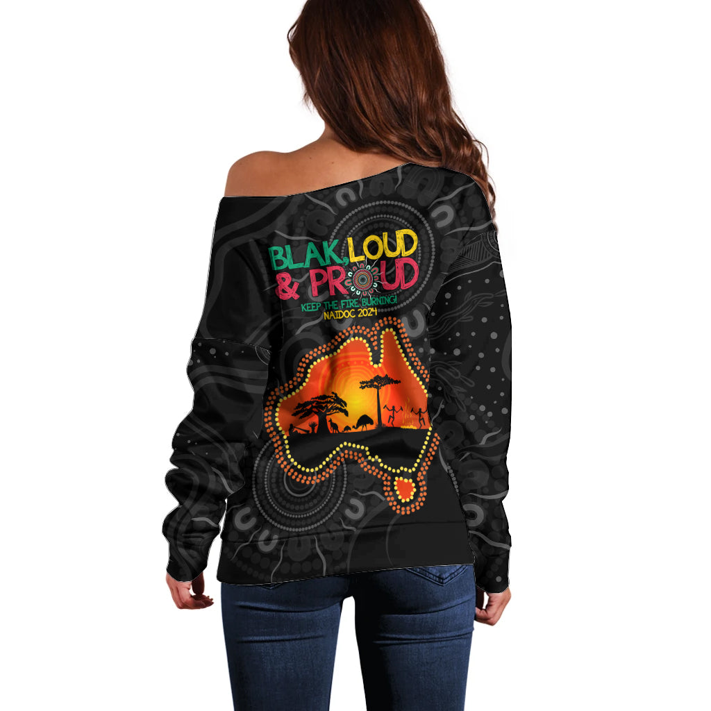 Blak Loud and Proud NAIDOC 2024 Off Shoulder Sweater Indigenous Aboriginal
