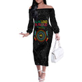 Blak Loud and Proud NAIDOC 2024 Off The Shoulder Long Sleeve Dress Indigenous Aboriginal