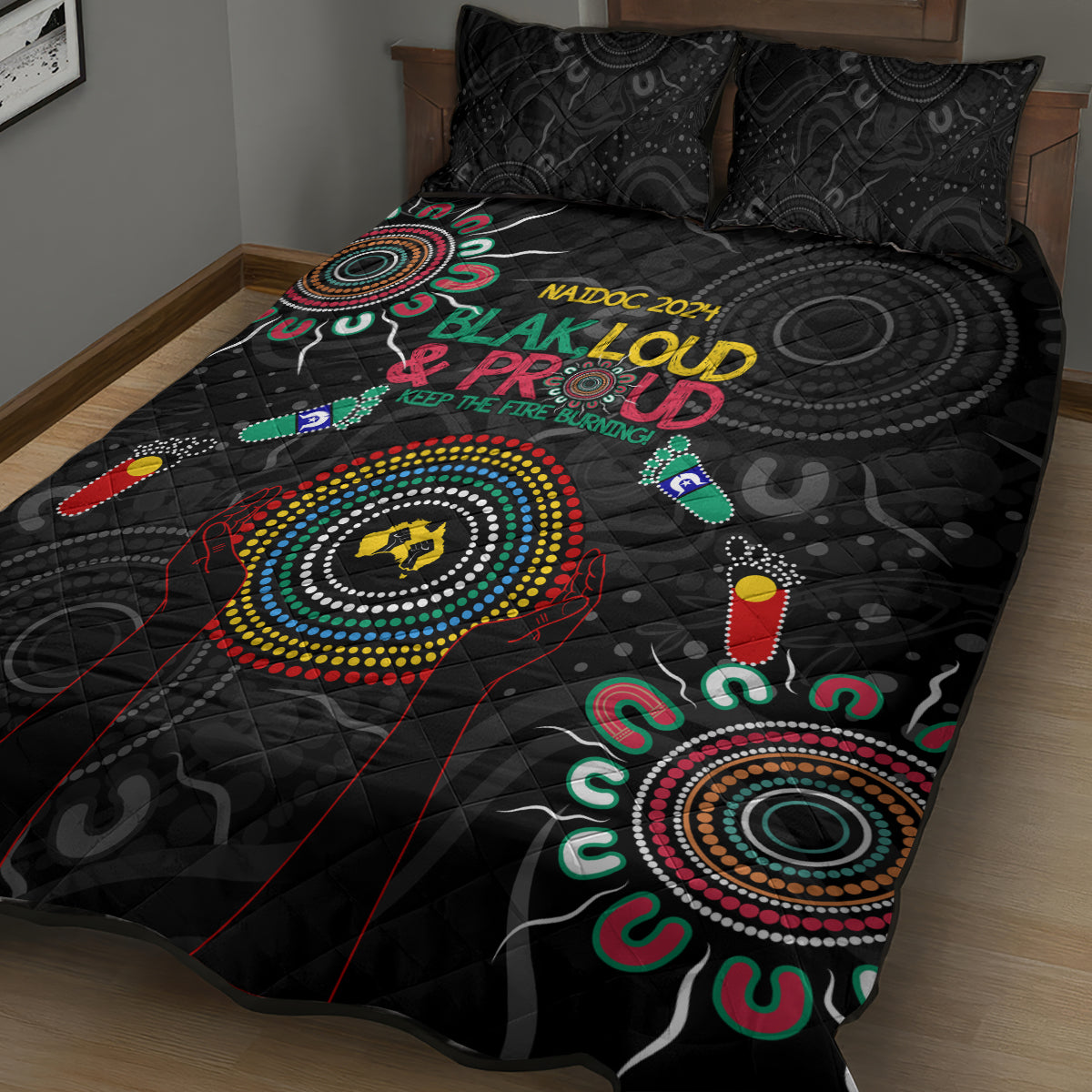 Blak Loud and Proud NAIDOC 2024 Quilt Bed Set Indigenous Aboriginal