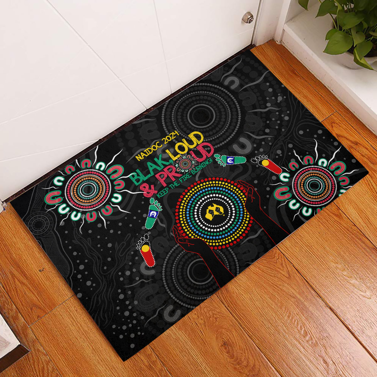 Blak Loud and Proud NAIDOC 2024 Rubber Doormat Indigenous Aboriginal
