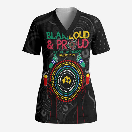 Blak Loud and Proud NAIDOC 2024 Scrub Top Indigenous Aboriginal - Aussie Hoodie
