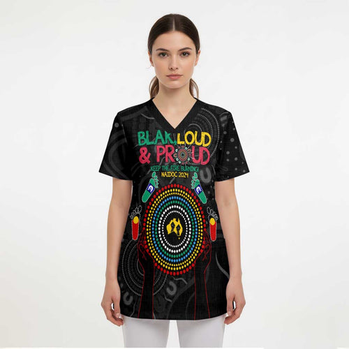 Blak Loud and Proud NAIDOC 2024 Scrub Top Indigenous Aboriginal - Aussie Hoodie