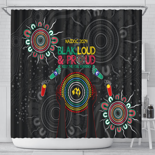 Blak Loud and Proud NAIDOC 2024 Shower Curtain Indigenous Aboriginal
