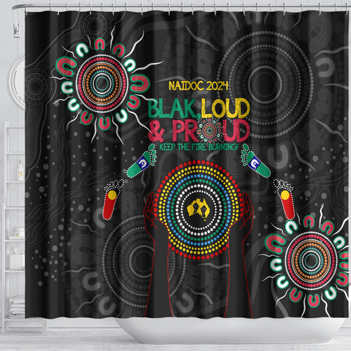 Blak Loud and Proud NAIDOC 2024 Shower Curtain Indigenous Aboriginal