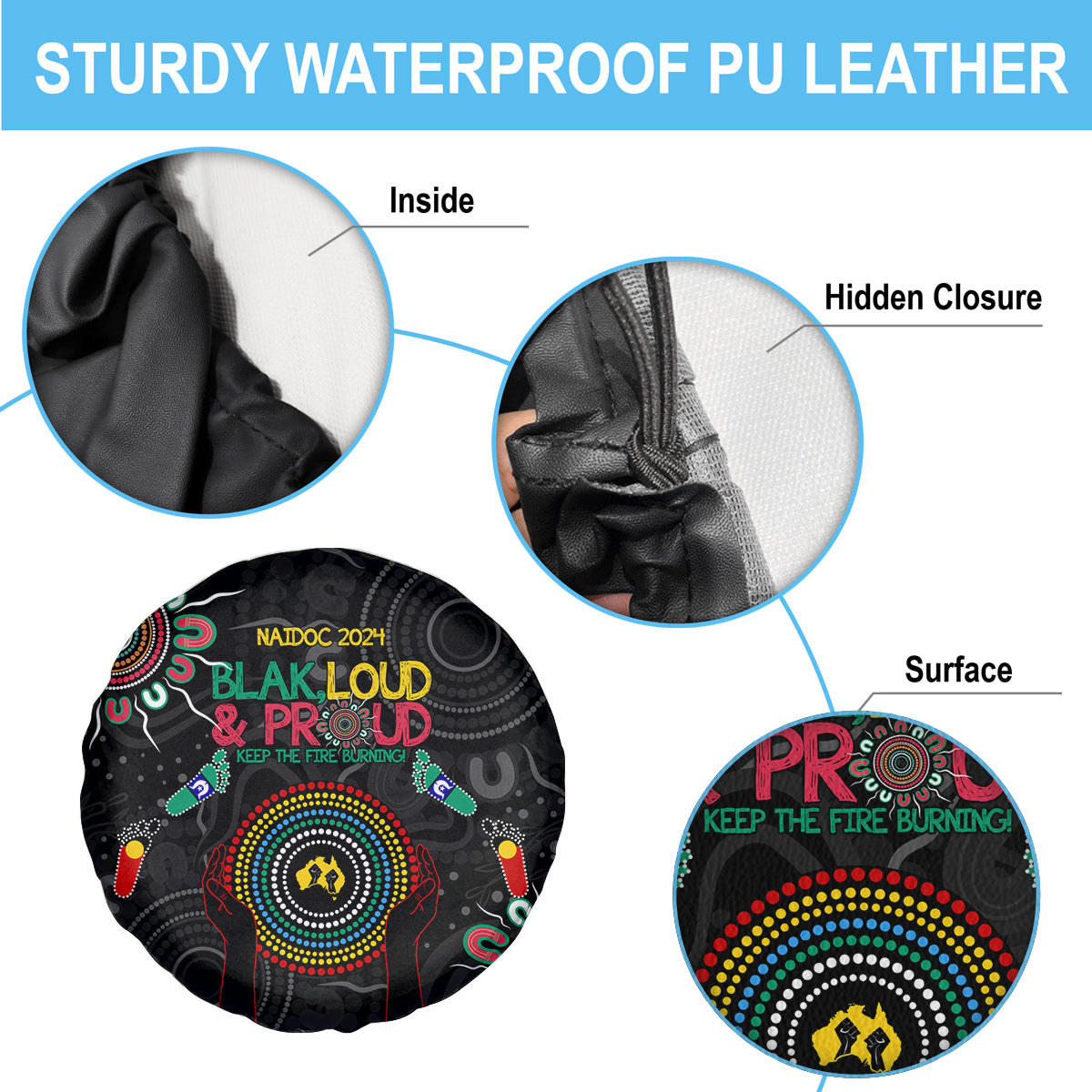 Blak Loud and Proud NAIDOC 2024 Spare Tire Cover Indigenous Aboriginal