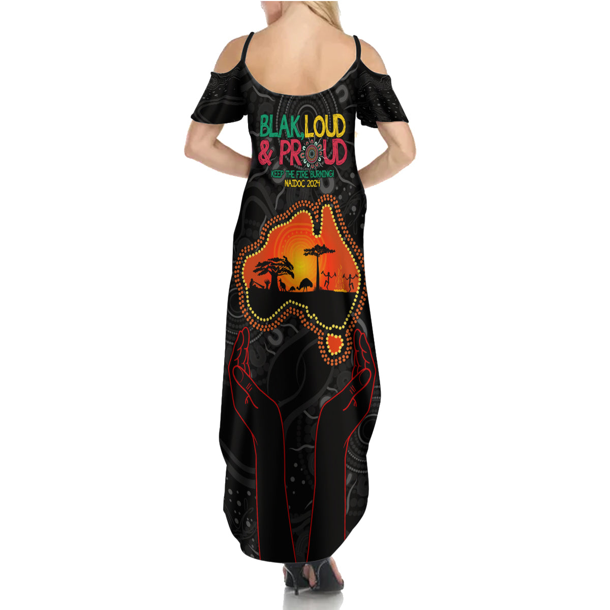 Blak Loud and Proud NAIDOC 2024 Summer Maxi Dress Indigenous Aboriginal