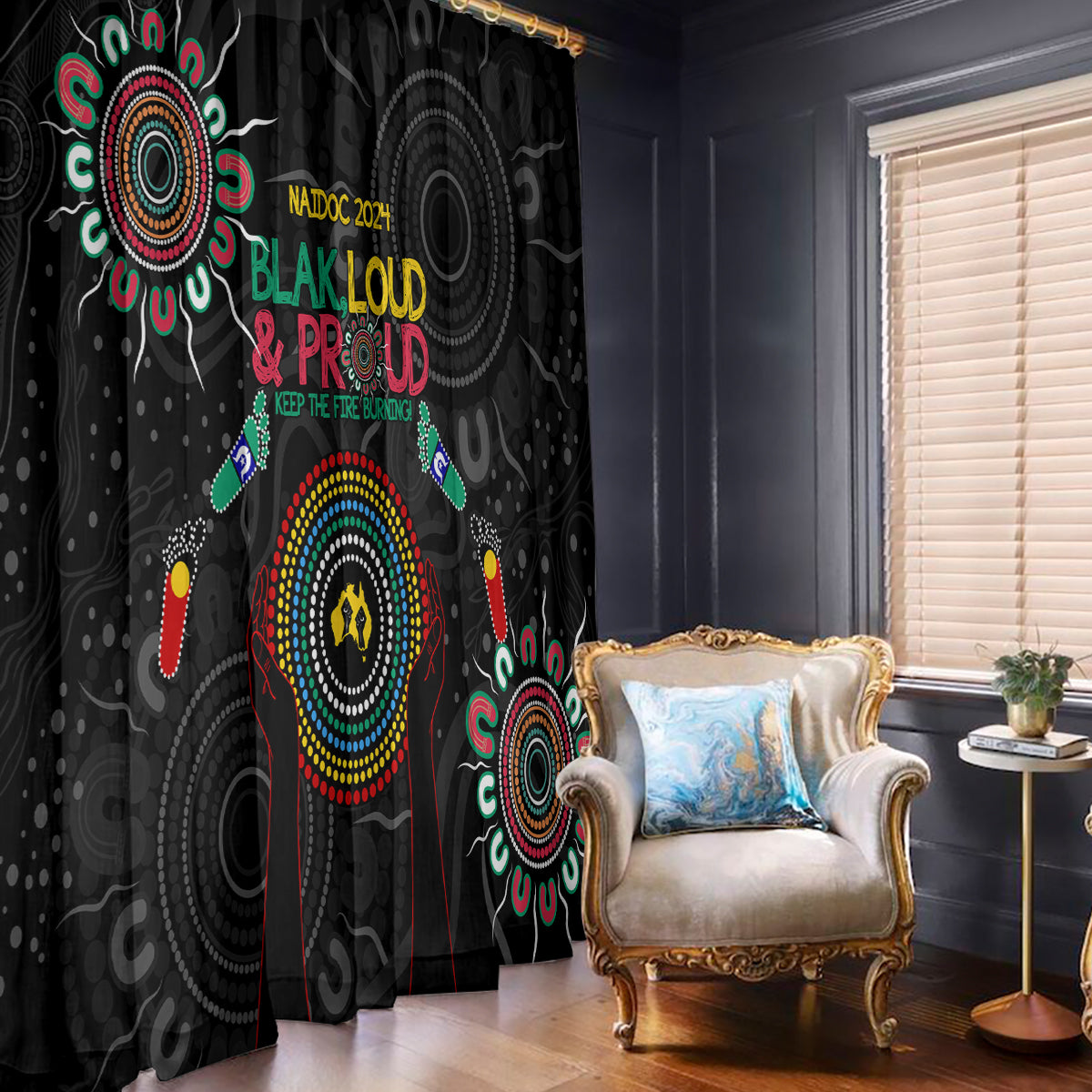 Blak Loud and Proud NAIDOC 2024 Window Curtain Indigenous Aboriginal