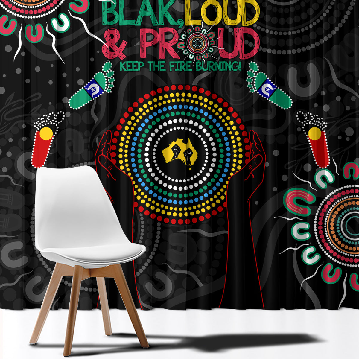 Blak Loud and Proud NAIDOC 2024 Window Curtain Indigenous Aboriginal