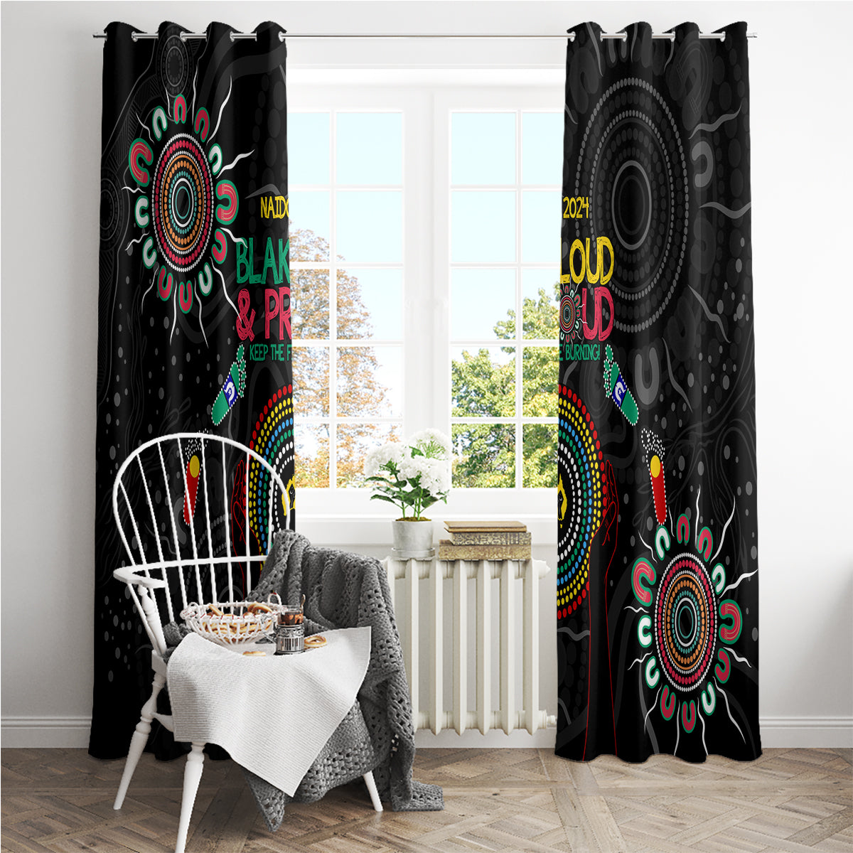 Blak Loud and Proud NAIDOC 2024 Window Curtain Indigenous Aboriginal