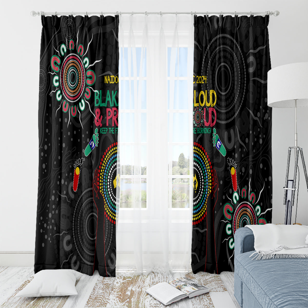 Blak Loud and Proud NAIDOC 2024 Window Curtain Indigenous Aboriginal