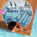 Personalised Keep the Fire Burning NAIDOC 2024 Beach Blanket Aboriginal Dot with Crocodile